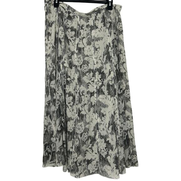 Coldwater Creek Dresses & Skirts - Coldwater Creek Silk Cotton Floral  Midi Skirt XL Y2K Boho Dark Romantic Fairy